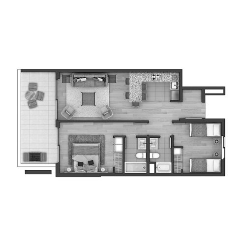 Planta Depto B / Costa Pucón - Socovesa