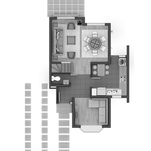 Primer piso Casa 90 / Condominio Alto Maderos - Socovesa