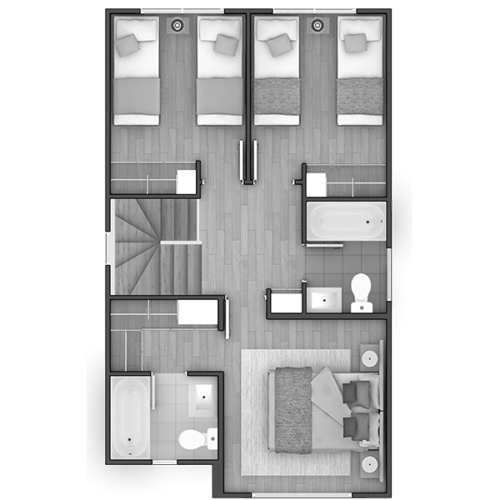 Segundo piso Casa 90 / Condominio Alto Maderos - Socovesa