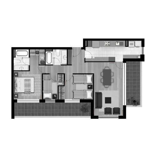 Planta Departamento A / Terraza Mirador - Socovesa