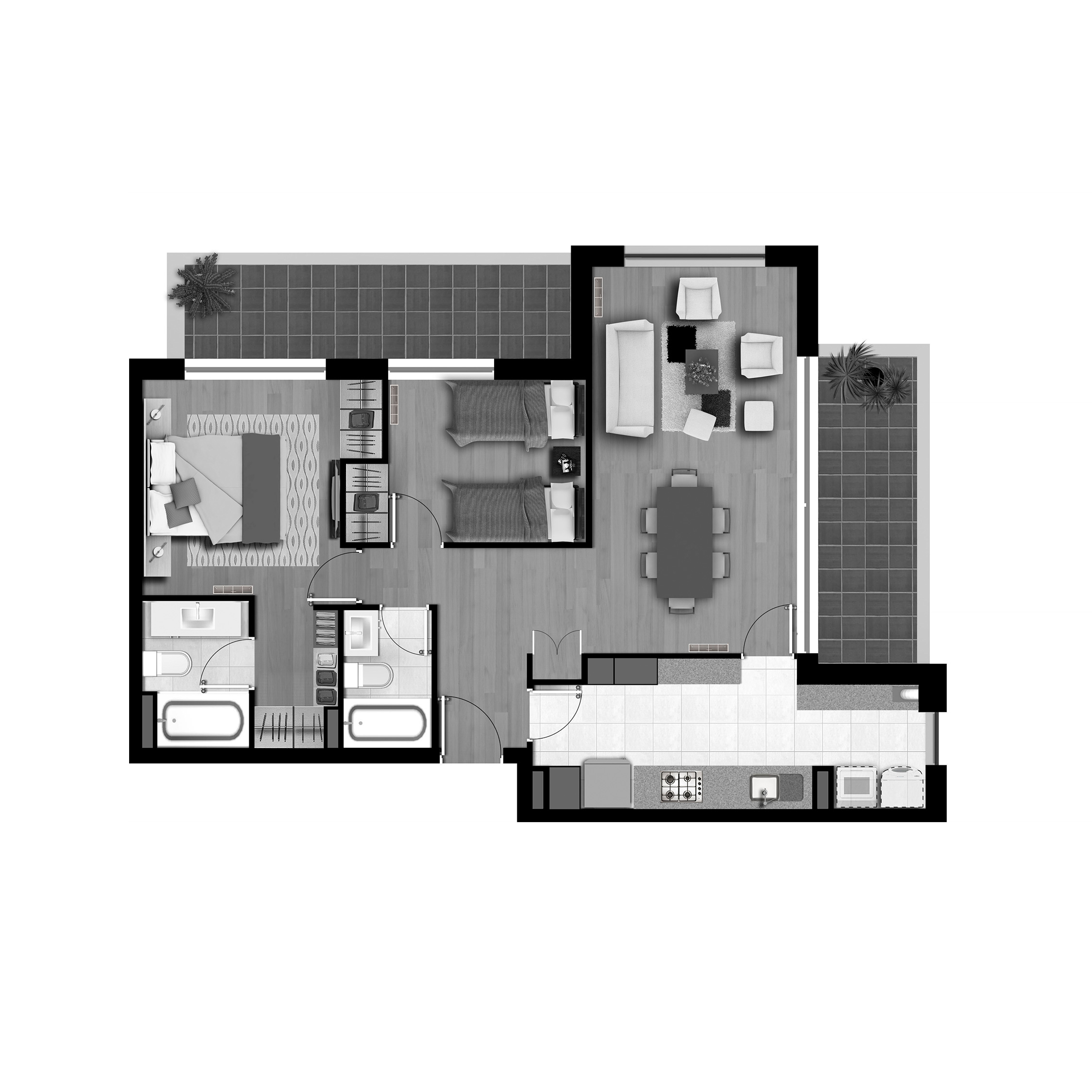 Planta Departamento B / Terraza Mirador - Socovesa