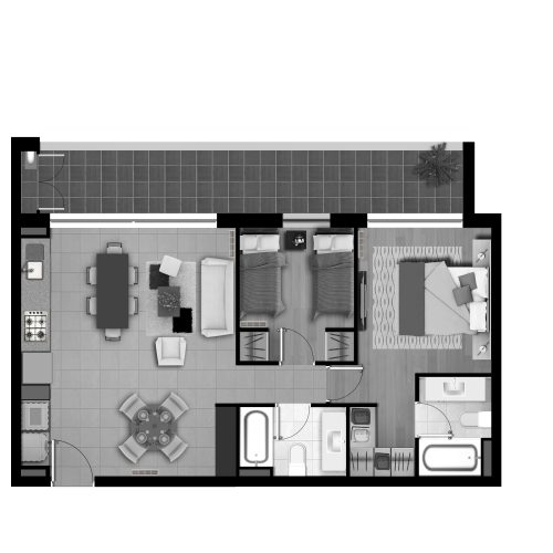Planta Departamento C / Terraza Mirador - Socovesa