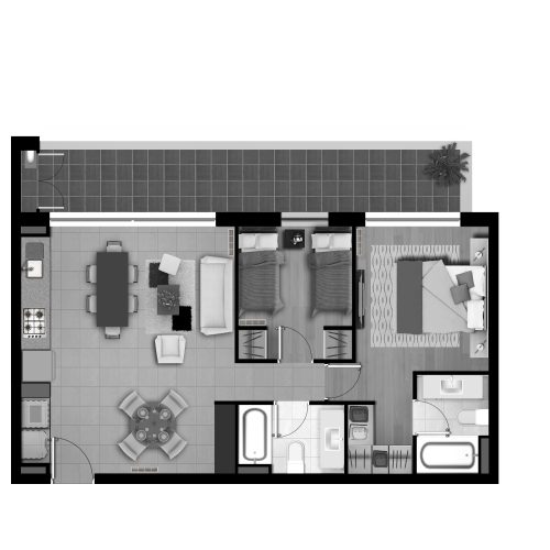 Planta Departamento C1 / Terraza Mirador - Socovesa