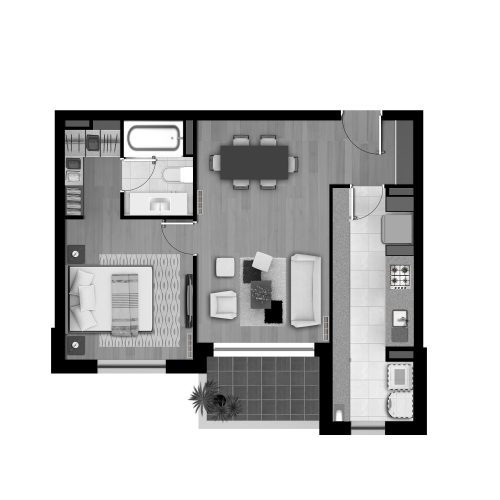 Planta Departamento D / Terraza Mirador - Socovesa